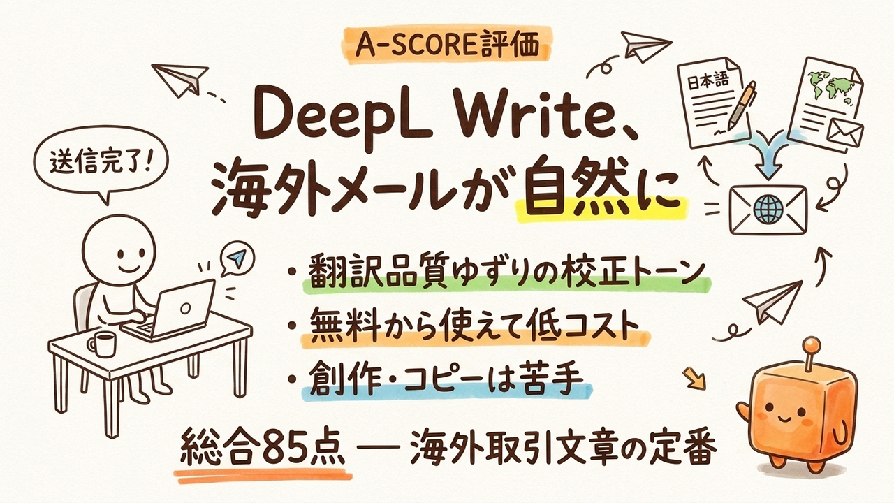 DeepL Write A-SCORE評価|中小企業視点の6軸スコアと総合85点の理由